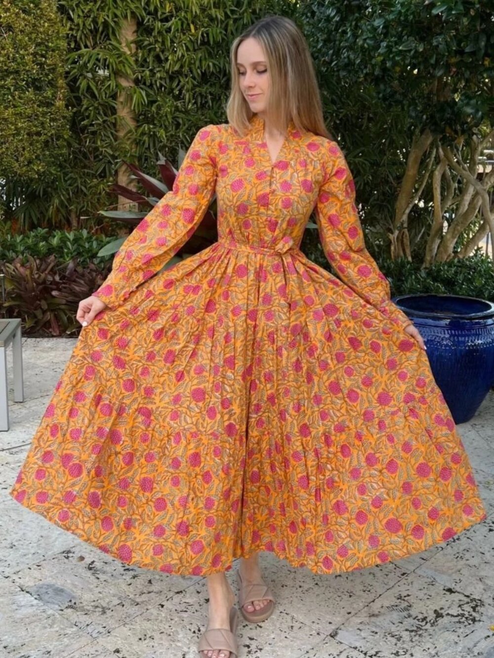 Floral Block Print Maxi Dress by Mapulder Sz M - SOLD OUT Sydney Print